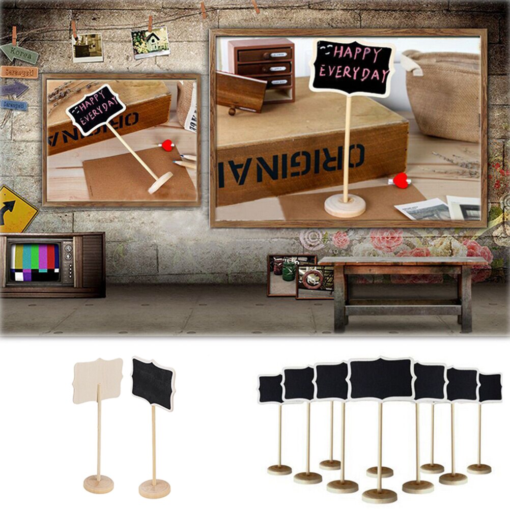 5 pçs/set mini pequena placa de madeira giz quadro negro escrever aviso mensagem pintura placa madeira casamento cozinha restaurante sinais quadro