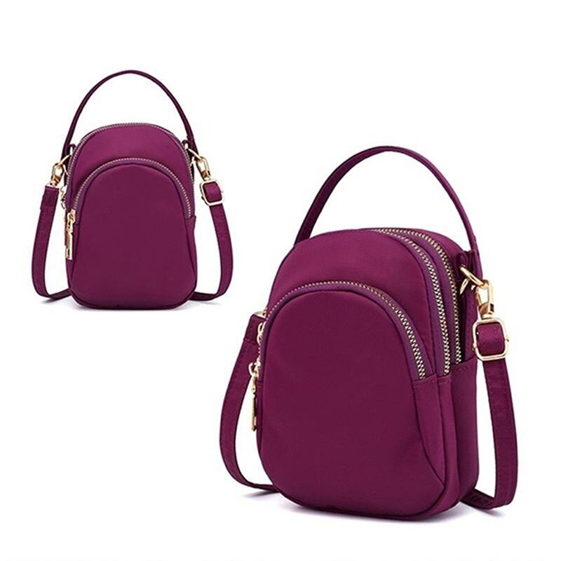 Wasserdichte Oxford-schultertasche für damen, mit kopfhöreröffnung, handytasche, lässiger geldbörse, handytasche, handtasche: Lila