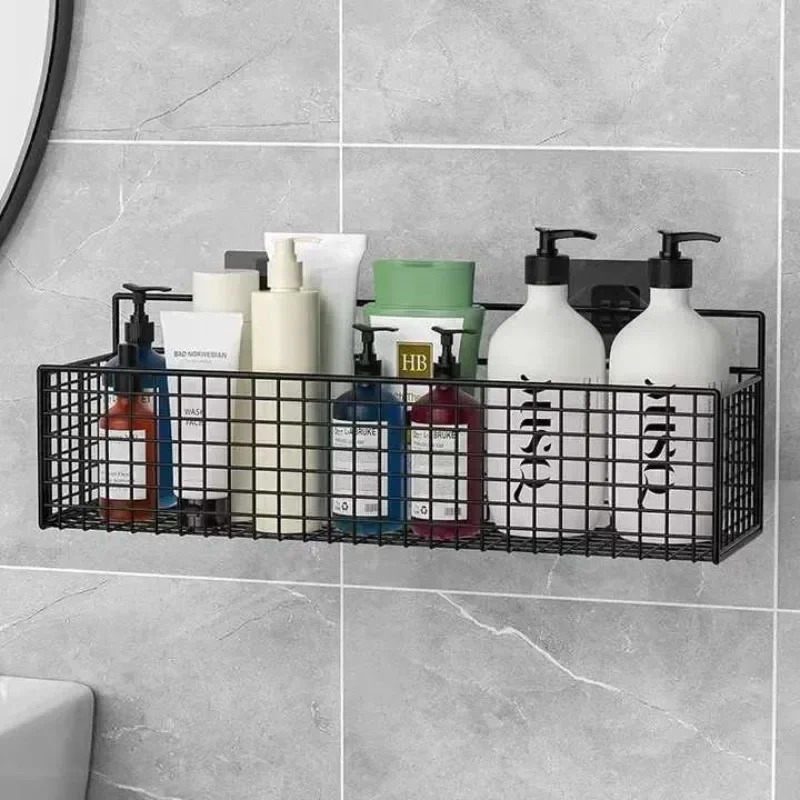 Wall Mounted Metal Wire Storage Organizer Baskets, Rectangular Display Hanging Basket, Countertop Bathroom Accessories Holder