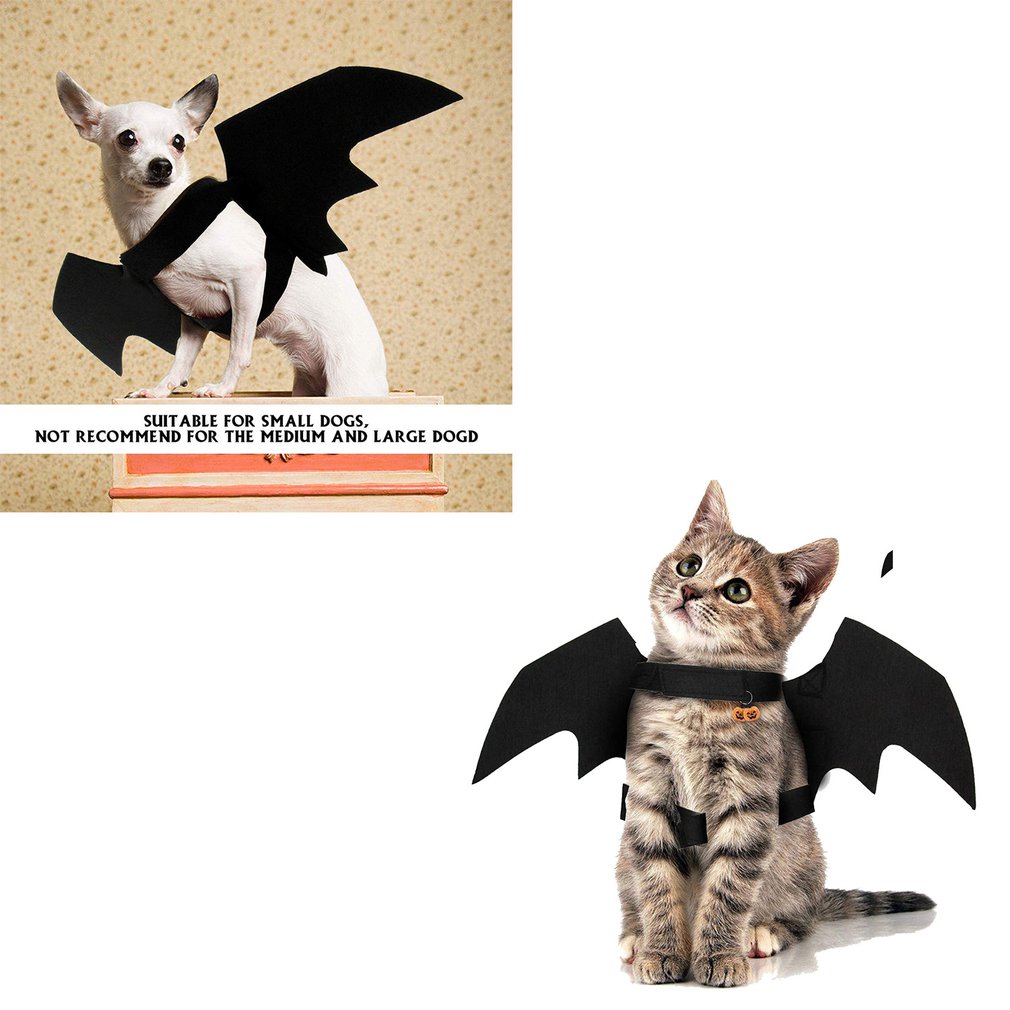 Pet Bat Wings Costume Kitten Puppy Halloween Party Cosplay Clothes With Cute Pumpkins Bells Pet Photo Props Accessories