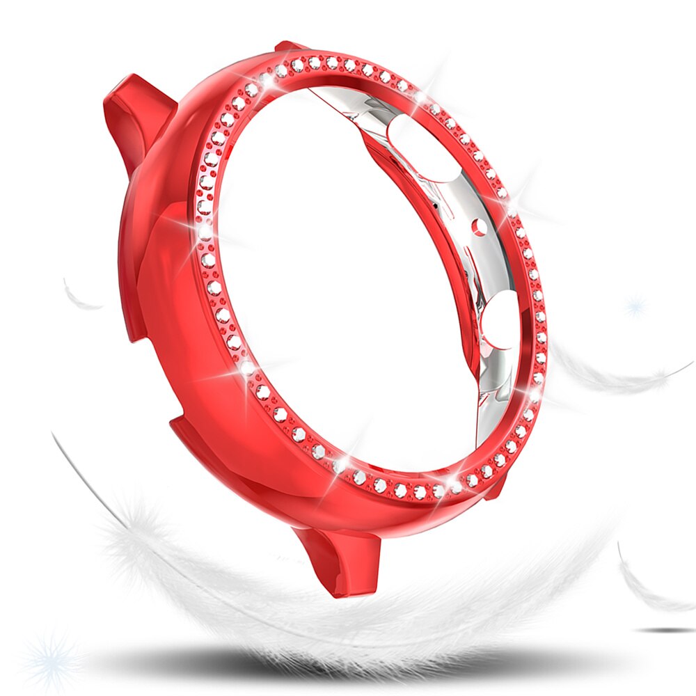 Film PC Case for Samsung Galaxy Watch Active 2 Cover 40mm 44mm Women Diamond Protector Shell Lightweight Bumper Active 40mm: Red / Active2 44mm