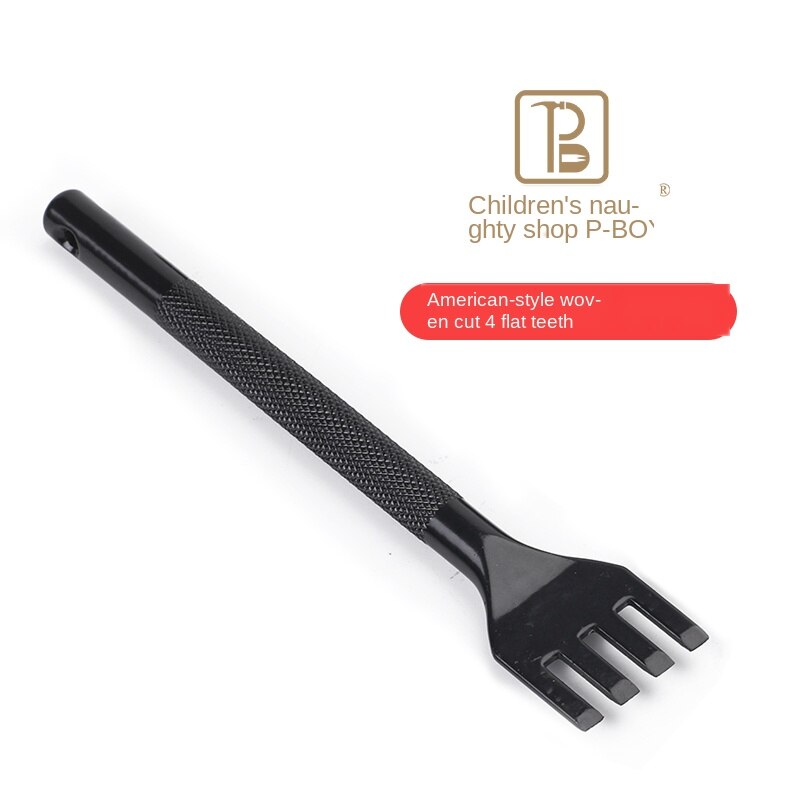 American-Style Leather Rope Weaving Flat Chisel punch DIY Sculpture Punch Lacing Stitching craft tool Belt Hole 1/4/8 prong: 4 flat teeth