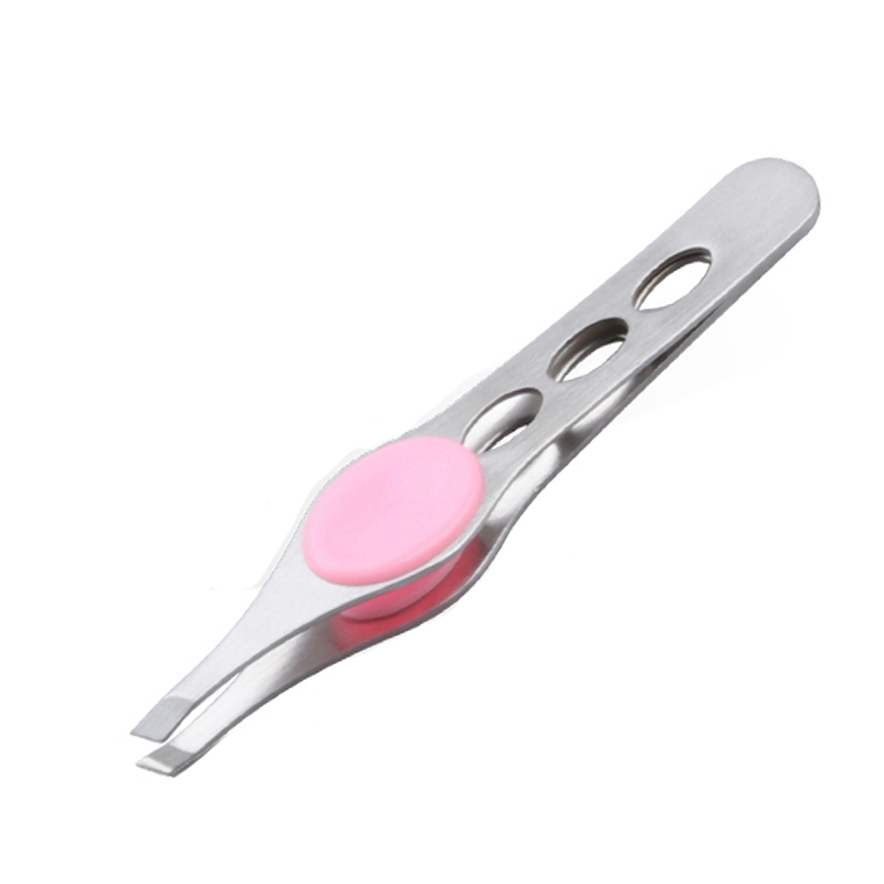 Brainbow-Pinzas de acero inoxidable para extensiones de pestañas, 1 unidad, depilación de ojos, herramientas de maquillaje facial para mujer, belleza esencial: Pink