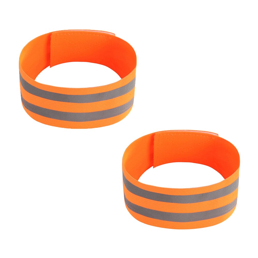 Bandas reflectantes, brazalete elástico, correas de pierna y tobillo, cintas de seguridad reflectantes, cintas de correa para correr de noche caminar ciclismo: Orange 2 Pcs