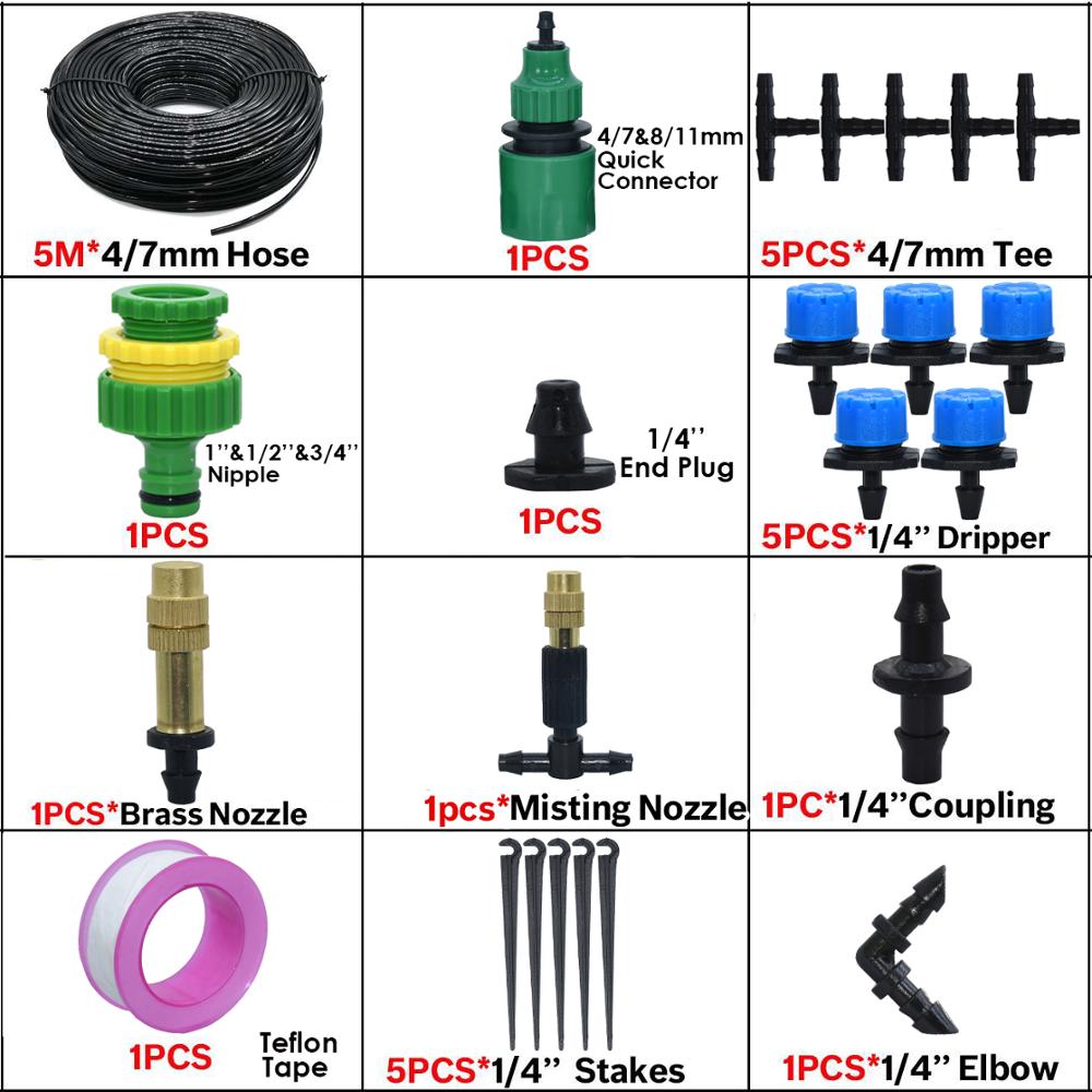 KESLA Garden Micro Drip Irrgation Watering Kit Timer Controller Automatic Misting Cooling 17CM Sprinkler Stake System Greenhouse: KSL01-KIT191-5M