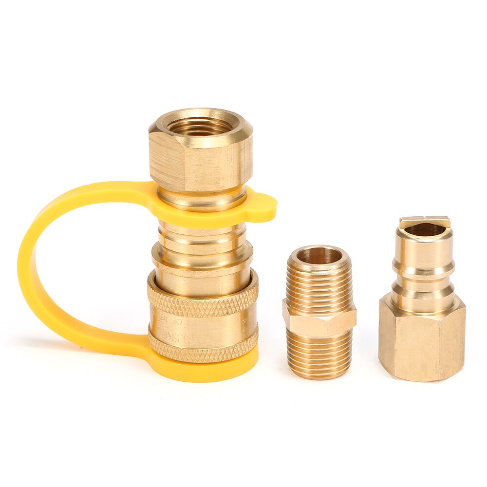 Adaptador de Gas de latón sólido 1/4 ''RV propano adaptador de conexión estufa de Gas Natural tanque de Gas Kit de desconexión rápida con válvula de cierre: Type 1