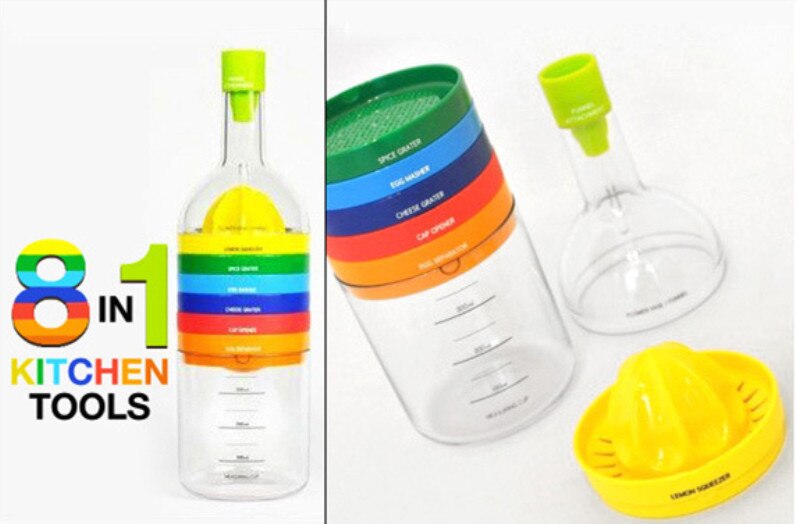 Multi Usage 8-In-1 Kitchen Tool Multipurpose Kitchen Gadget Practical Multifunctional Kitchen Utensil Maker Tools Bottle