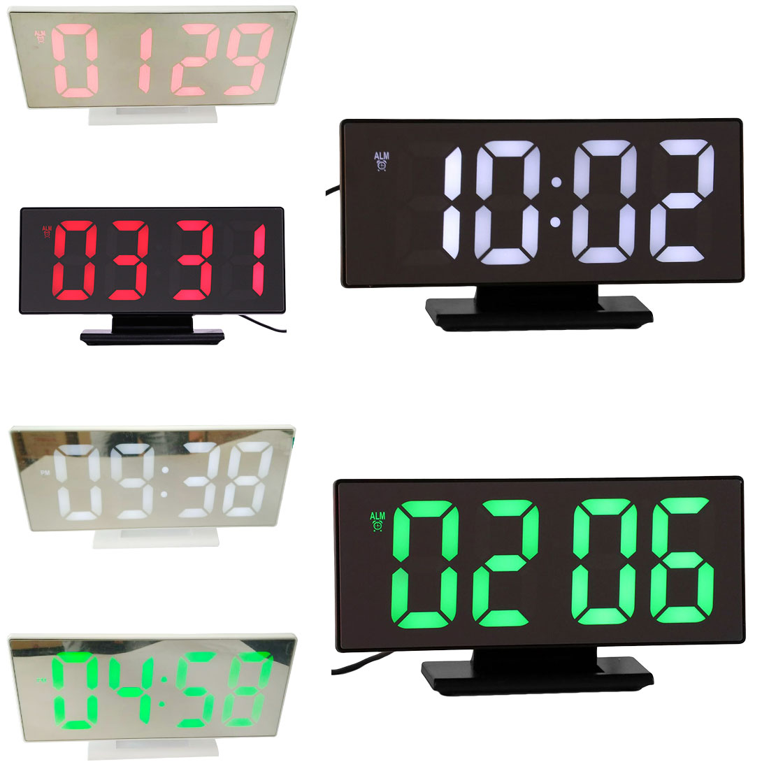 Digital Alarm clock LED Mirror Electronic Clocks with Luminous Multifunction Large LCD Display Digital Table Clock Calendar