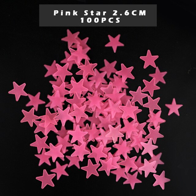 Fluorescent Luminous Kids Bedroom Storage Rooms Star Children's Glow in the Dark Toys Sticker Adhesive Sticker: Little Stars red