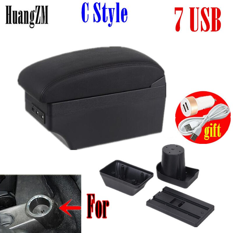 Voor Mini Cooper Armsteun Doos Countryman R60 R53 R56 R57 R58 Auto Armsteun Box Nterior Retrofit Onderdelen Centrum Opbergdoos usb: C style black line