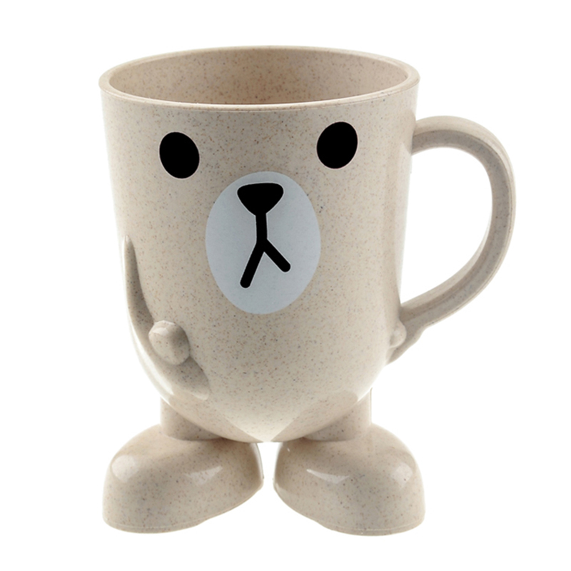 Cute Wheat Straw Cartoon Toothbrush Cup Bathroom Tumbler Mouthwash Travel Toothbrush Holder Cup