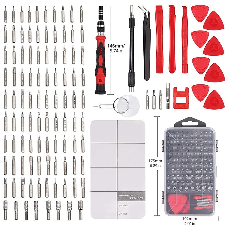 Juego de destornilladores de precisión 122 en 1, Kit de destornilladores magnéticos, Kit de herramientas de reparación electrónica para reparar PC, Reloj portátil