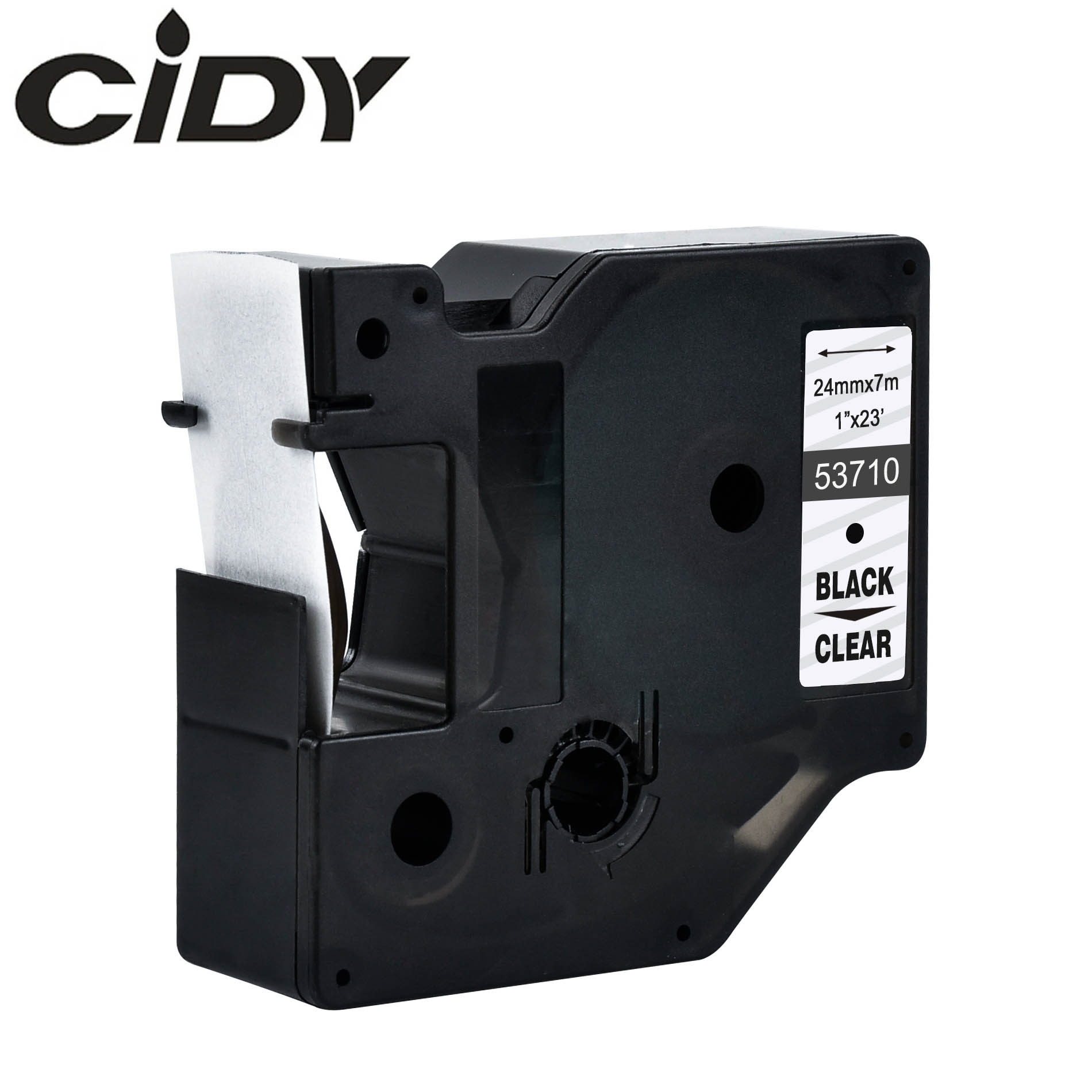 CIDY 1pcs 53713 53718 53710 Compatible 24MM black on white Dymo D1 Label Ribbons for Dymo Label Manager LM160 LM280 210 Dymo PNP: black on clear
