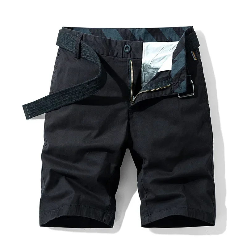 2025 Zomer Heren Cargo Shorts Rechte Losse Casual Shorts Rood Multi-zakken Katoen Mannelijke Korte Broek Comfort Bermuda Masculina: 36 / Black