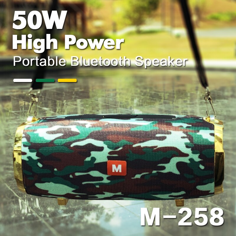 50W wireless bluetooth speaker outdoor portable subwoofer 3D stereo speaker 4000mAh music center, battery 48 hours FM/AUX/TF