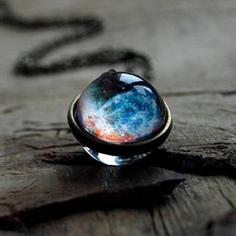 Romantische Sterrenhemel Hanger Valentijnsdag Universe Ketting dubbelzijdig Transparant Glas Bal Hanger Verjaardagscadeaus