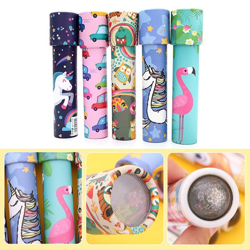 Rotatif licorne imprimer kaléidoscope dessin animé jouets enfants interactif logique magique classique éducatif jouet pour enfant couleur aléatoire