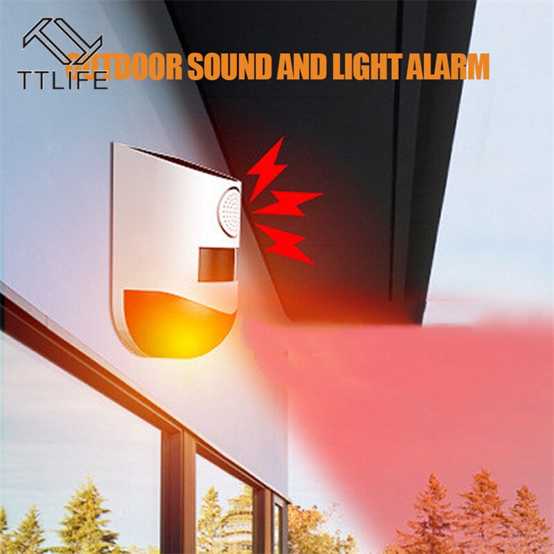 Zonne-energie Infrarood Motion Sensor Detector Sirene Strobe Alarmsysteem Waterdichte 120dB Luid Voor Home Yard Outdoor Beveiliging