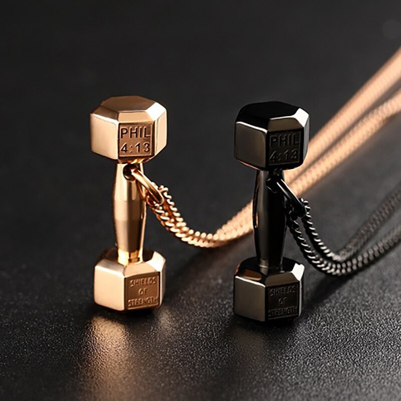 Gloves Pendant Necklaces Barbell Dumbbell Classic Charm Sporty Style Long Chain Necklaces For Male Men Fitness Enthusiast