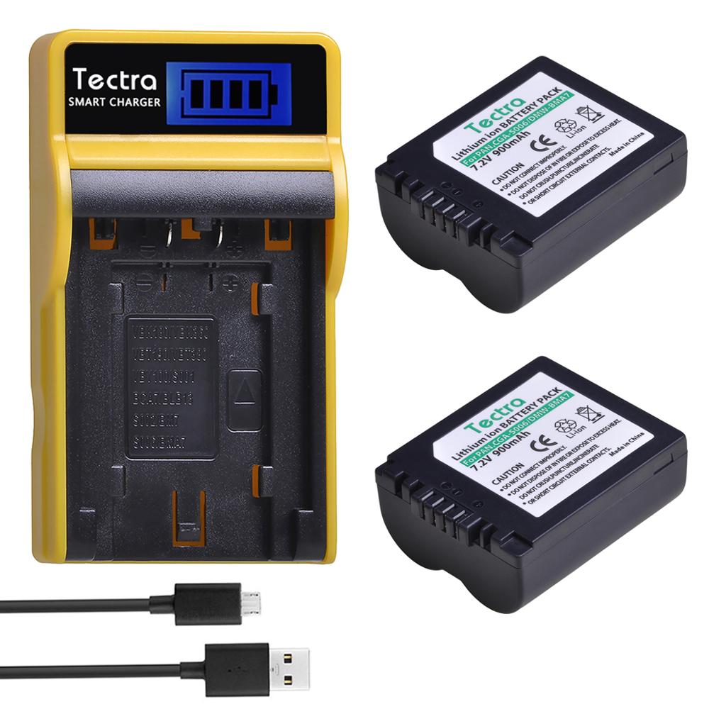 3pc CGA-S006 DMW-BMA7 S006 CGR-S006E CGA S006 batería Li-Ion + cargador USB con LCD para Panasonic DMC FZ7 FZ8 FZ18 FZ28 FZ50 FZ30: 2battery and charger