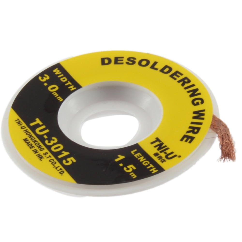 Alambre de desoldar BGA de 5 pies y 3mm, mecha para removedor de soldadura trenzada, accesorio de soldadura, TU-3015 de estaño de Color metálico