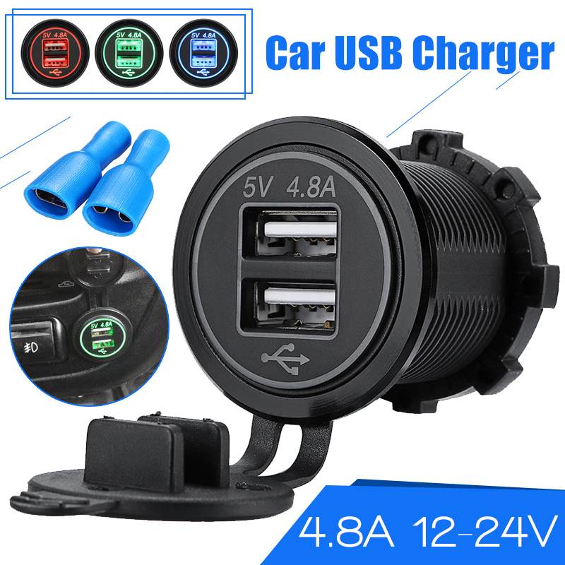 Universele Auto USB Charger Gemodificeerde 12 V/24 V 2 Port Dual USB Charge Adapter Waterdicht En Stofdicht Auto motorfiets Accessoires