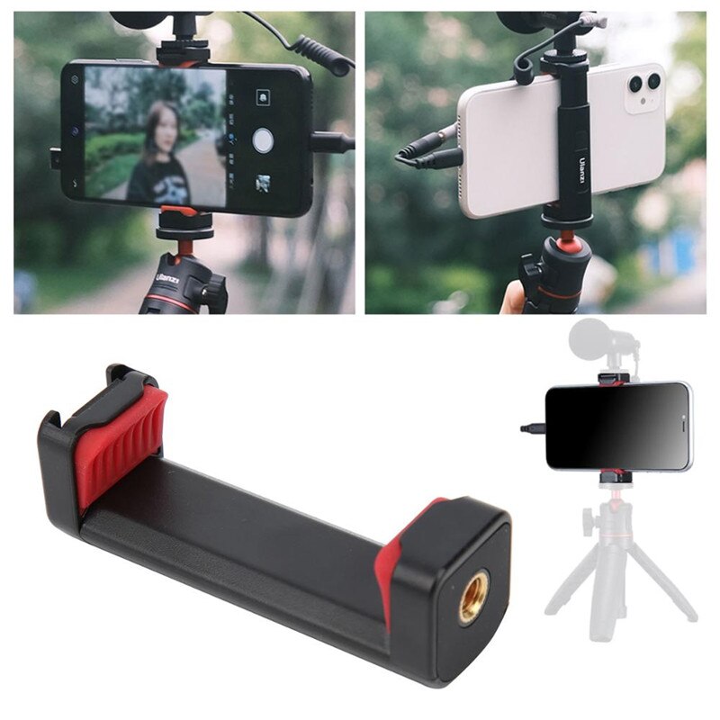 Ulanzi ST-19 Draagbare Telefoon Mount Telefoon Houder Klem Met Koud Schoen 1/4 ''Statief Mount Mic Led Licht Invullen vlog Accessoires