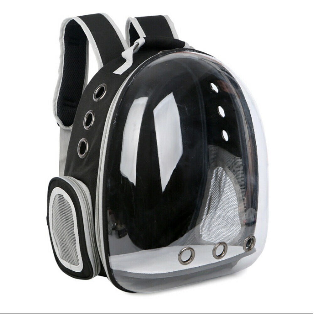 Astronauta Gato perro portador mochila bolsa de viaje bolsa de la cápsula espacial transpirable al aire libre bolsa de transporte: Negro