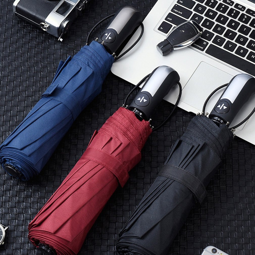 Ultra-light Fully Automatic Prevent Wind Rain Three-fold 10 Ribs Foldable Portable Practical Windproof Umbrella