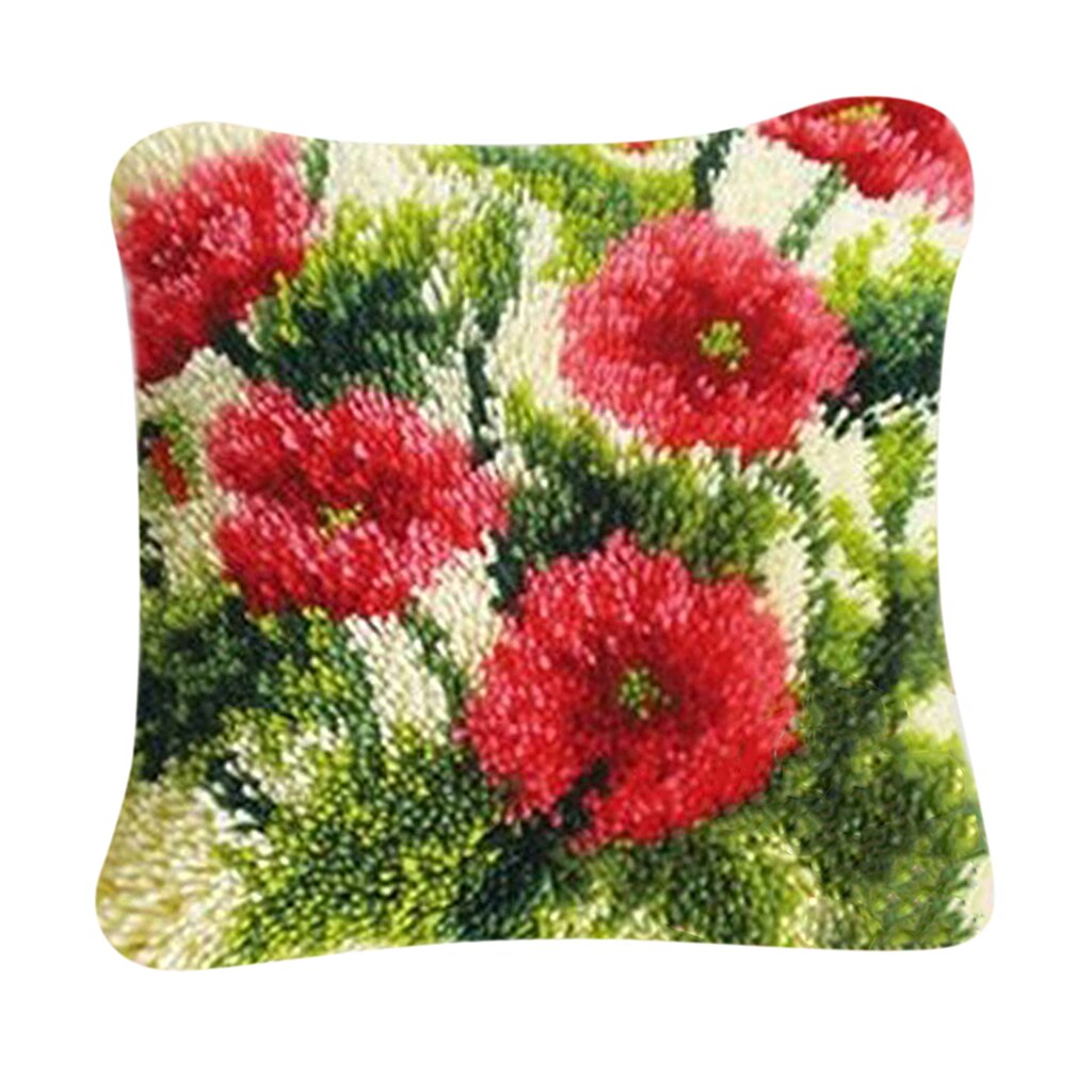 Prettyia rood bloemenkussen kussen borduurpakket met haakjes