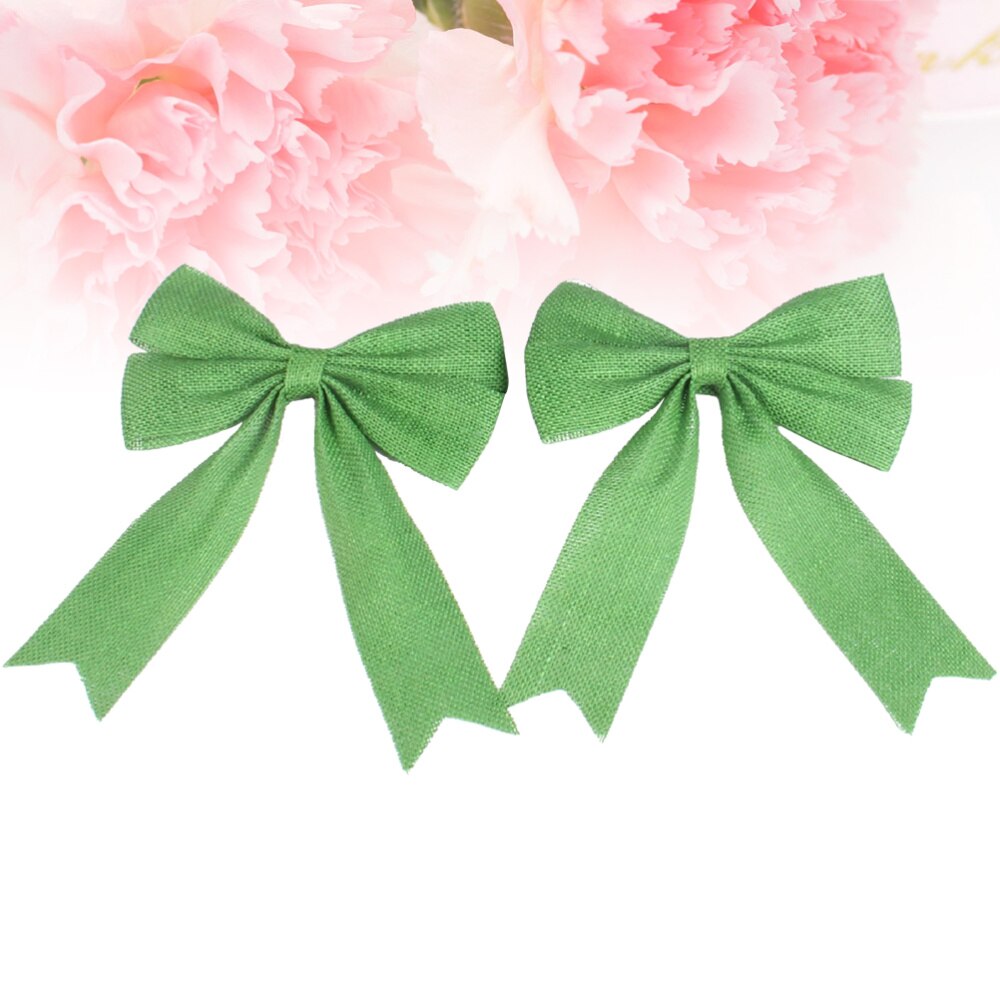 Lazos de arpillera con lazo para decoración, lazos de yute arpillera, adornos para manualidades DIY, decoración de de Bodas de Navidad (verde), 2 uds.: Green