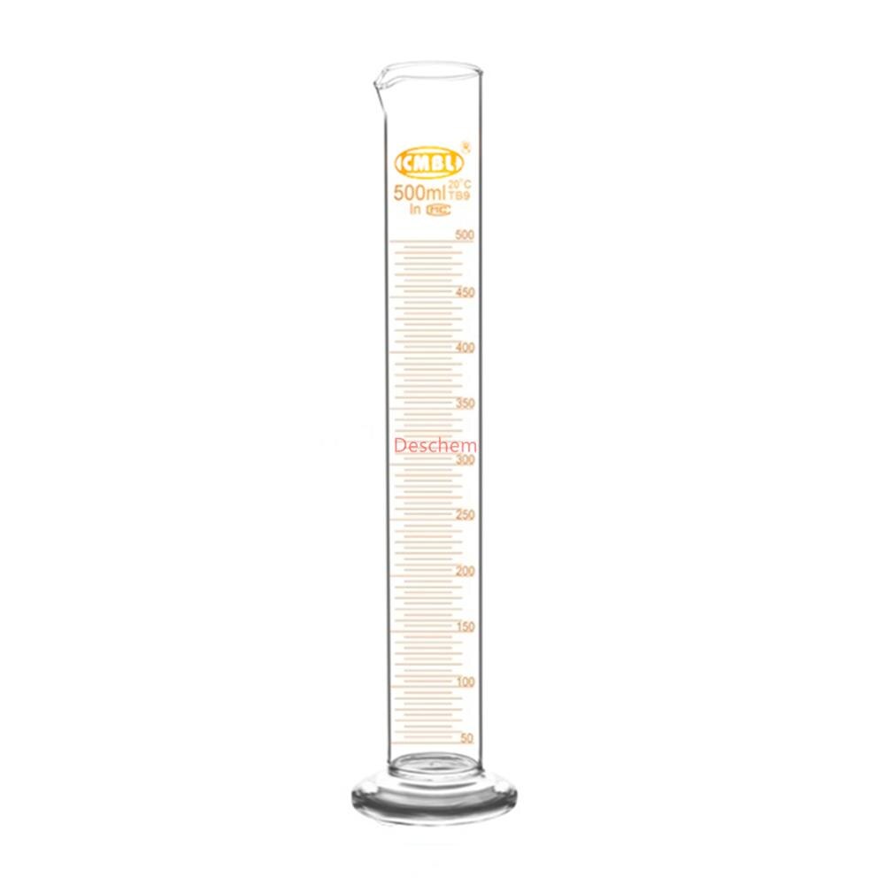 500ml Glass Measuring Cylinder W/Graduation & Spout Mouth Lab Chemistry Glassware