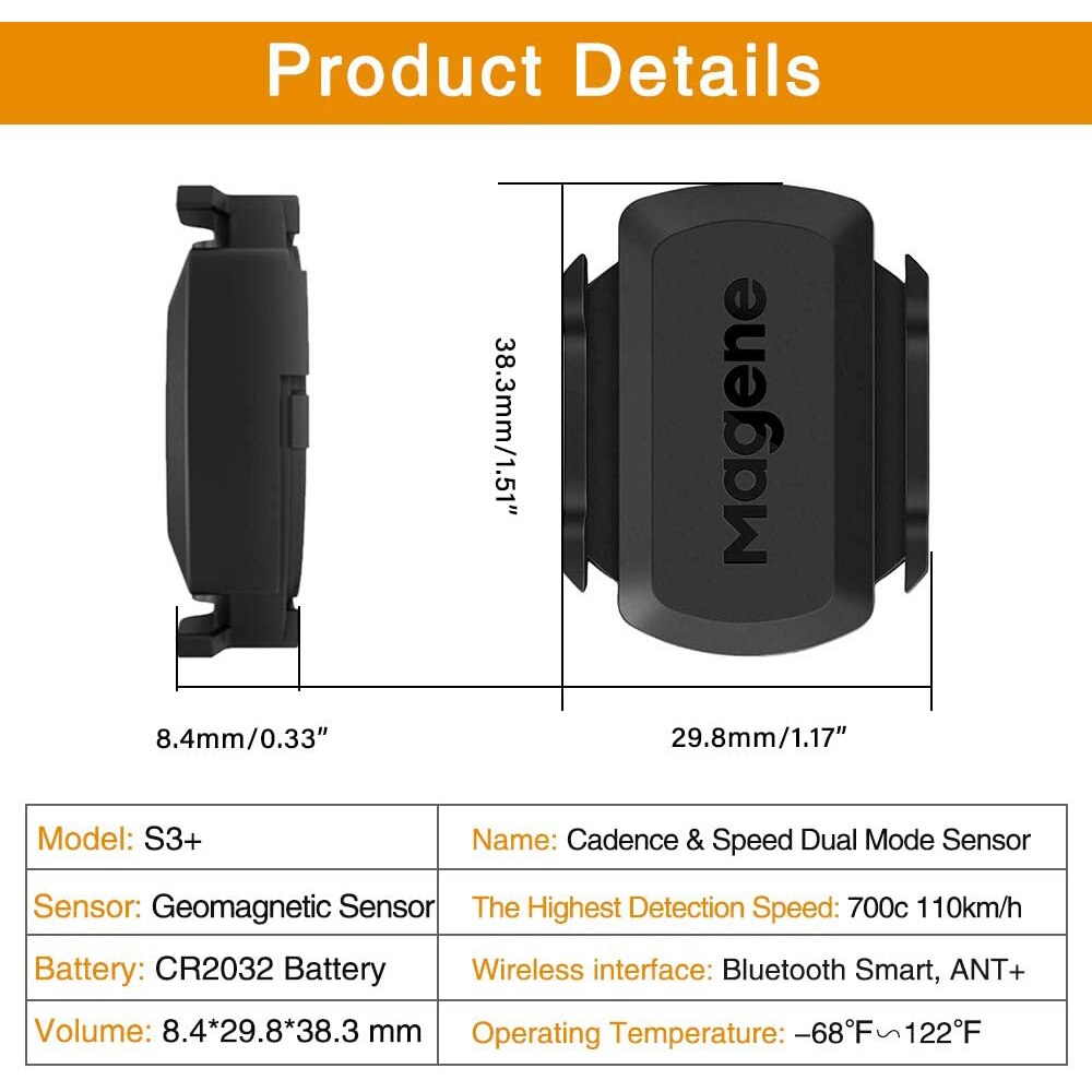 Sensor de cadencia de velocidad S3 +, Ordenador de bicicleta con Sensor Dual, Bluetooth ANT +, velocímetro para Strava, Garmin, Bryton, IGPSPORT