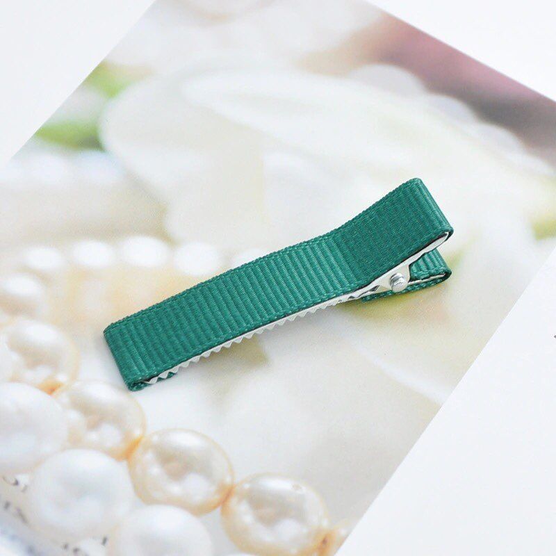 20 sztuk/partia 5cm ryps wstążka pokryte pokryte aligator spinki do włosów podwójne Prong szpilka baza dla DIY dziewczyny dziecko dzieci łuki szpilka: Dark green