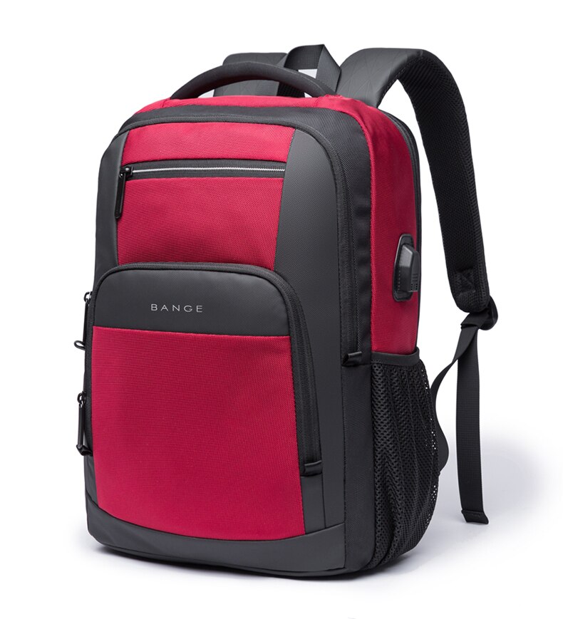 Large Capacity 15.6 inch Daily School Backpack USB Charging Women Laptop Backpack for Teenager: RED