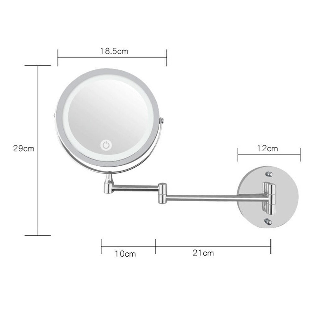 LED Double Sided Makeup Vanity Mirror Wall Mount 10x Magnification Swivel Extension Mirror FP8