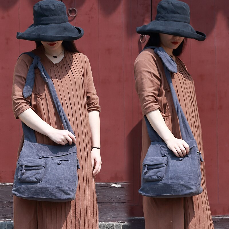 AETOO Literary canvas bag vintage cotton and linen national wind retro shoulder soft bag large capacity personality handbag