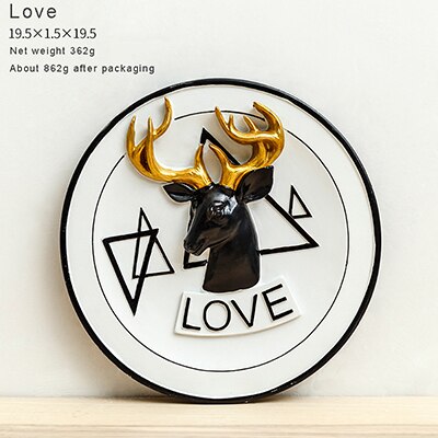 Creatieve hars decoratieve plaat woonkamer slaapkamer gang muur opknoping elanden schilderen decoratieve boord ambachten ornamenten-60140: love