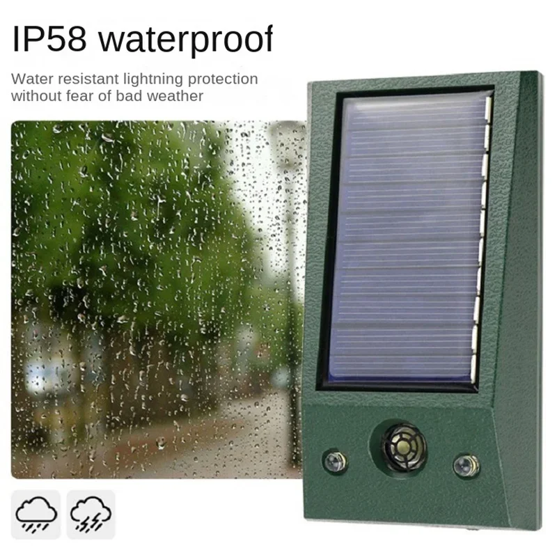 Waterproof IP58 Solar-Powered Bird Repellent – Ultrasonic Pigeon Deterrent with Strong LED Flashing