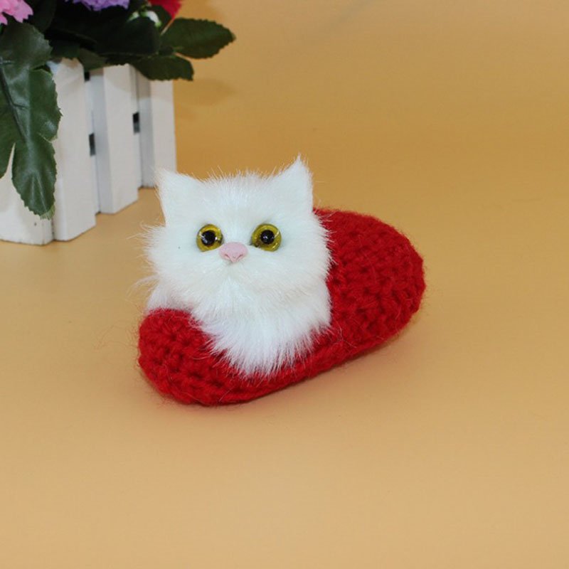 Jouet joli chaton miaou pression 1 pièce | Mignon petits chats dormir ou assis, pantoufle drôle petit chat sonnant, décoration de maison voiture et de bureau: J