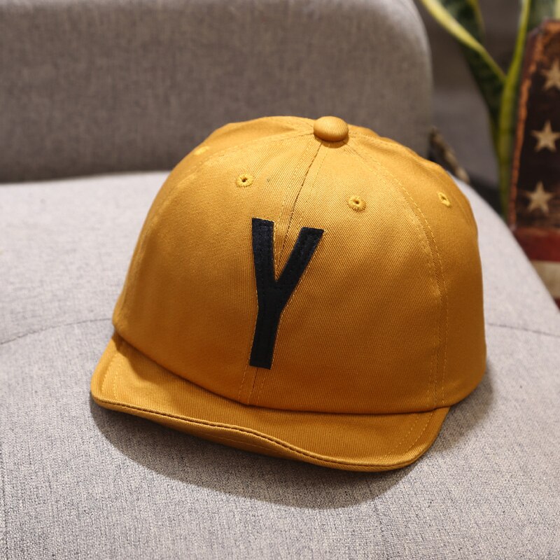 Casquette de Baseball avec lettres pour bébé, couleur unie, à bord souple, pour garçon et fille, chapeau de soleil, Snapback, Hip-Hop, printemps et été: Yellow