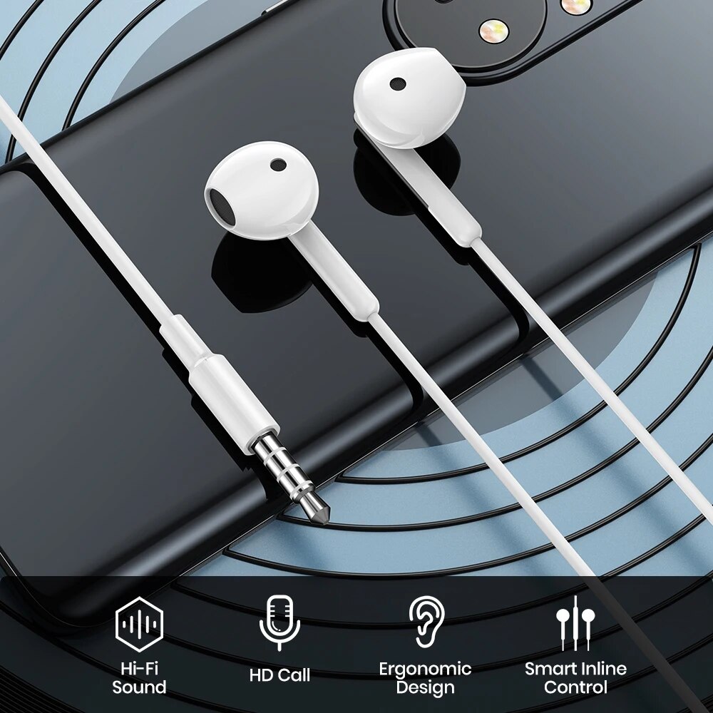 TOPK Earphone In-Ear Volume Control with Microphone 3.5mm Jack Universal for iPhone Android