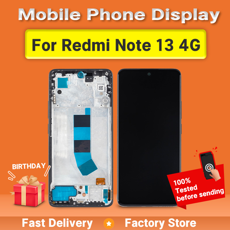 23124RA7EO 6,67 "LCD probado para Xiaomi Redmi Note 13 4G pantalla 3D MONTAJE DE digitalizador con pantalla táctil para Redmi Note 13 4G marco LCD