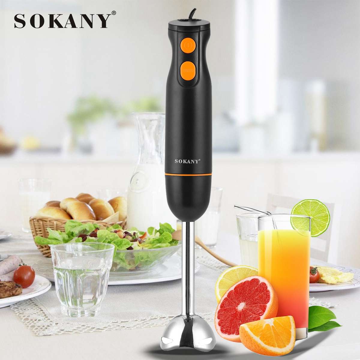 SOKANY 2 Speeds Hand Blender Electric Food Blender Mixer Kitchen Detachable Hand Blenders Egg Beater Vegetable Stand Blend