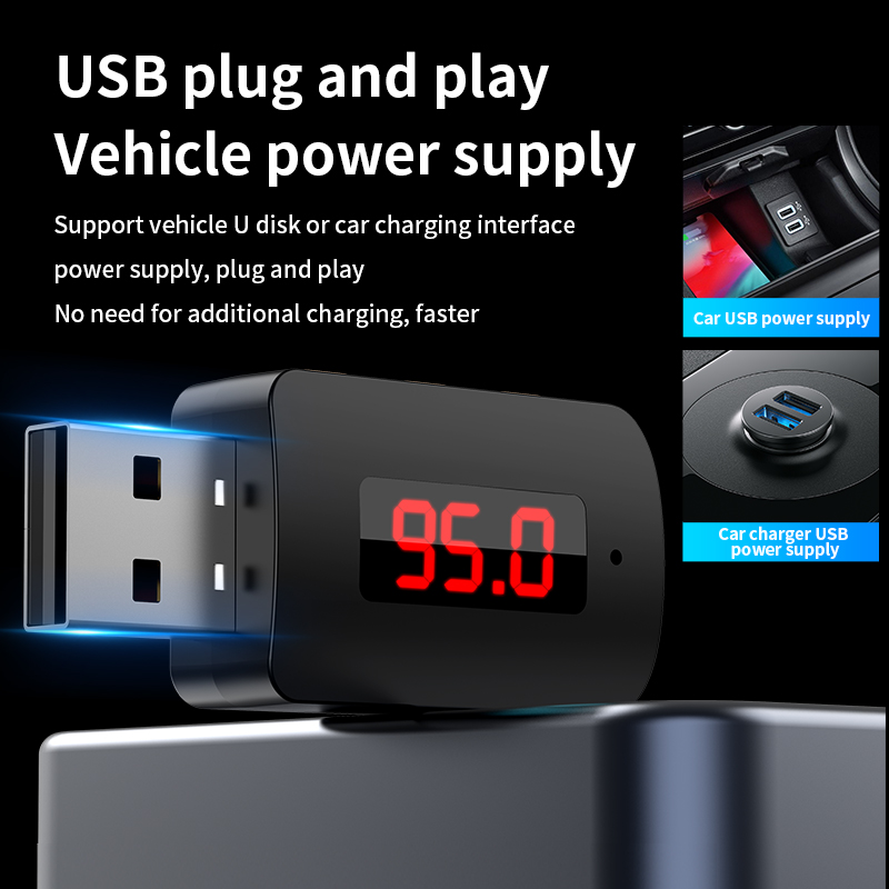 Bluetooth 5.4 Auto Zender Ontvanger Handsfree Bellen Carkit Mini USB Power Auto Draadloze Audio Adapter Voor Fm Radio TV Speaker