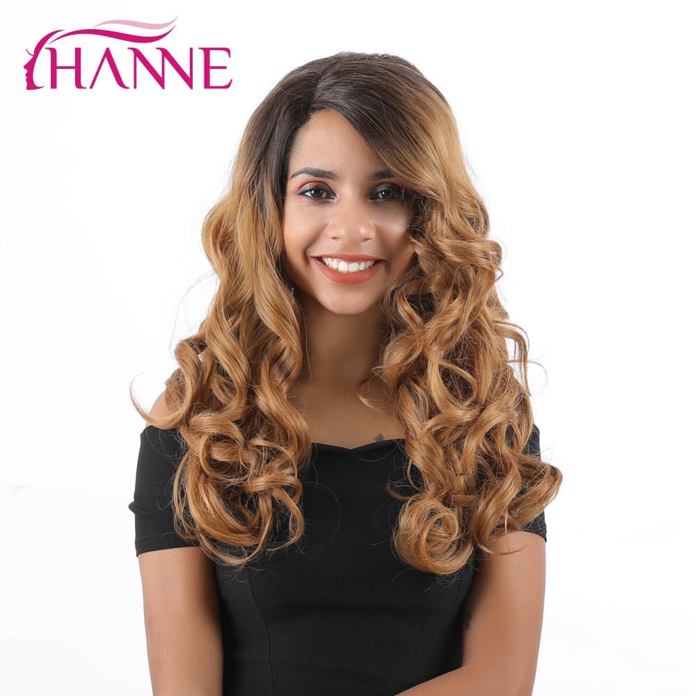 HANNE-perruque Lace Front Wig synthétique 26 pouces | Perruque naturelle longue et ondulée brune ombrée pour femmes, perruque afro-américaine