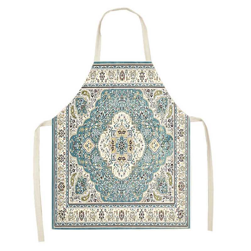 Geometric Apron for Kitchen Mandala Twisted Pattern Linen Soft Adults Children Bib Apron Cooking Tool Aprons Apron for Men: 02 / 68x55cm Adult Size