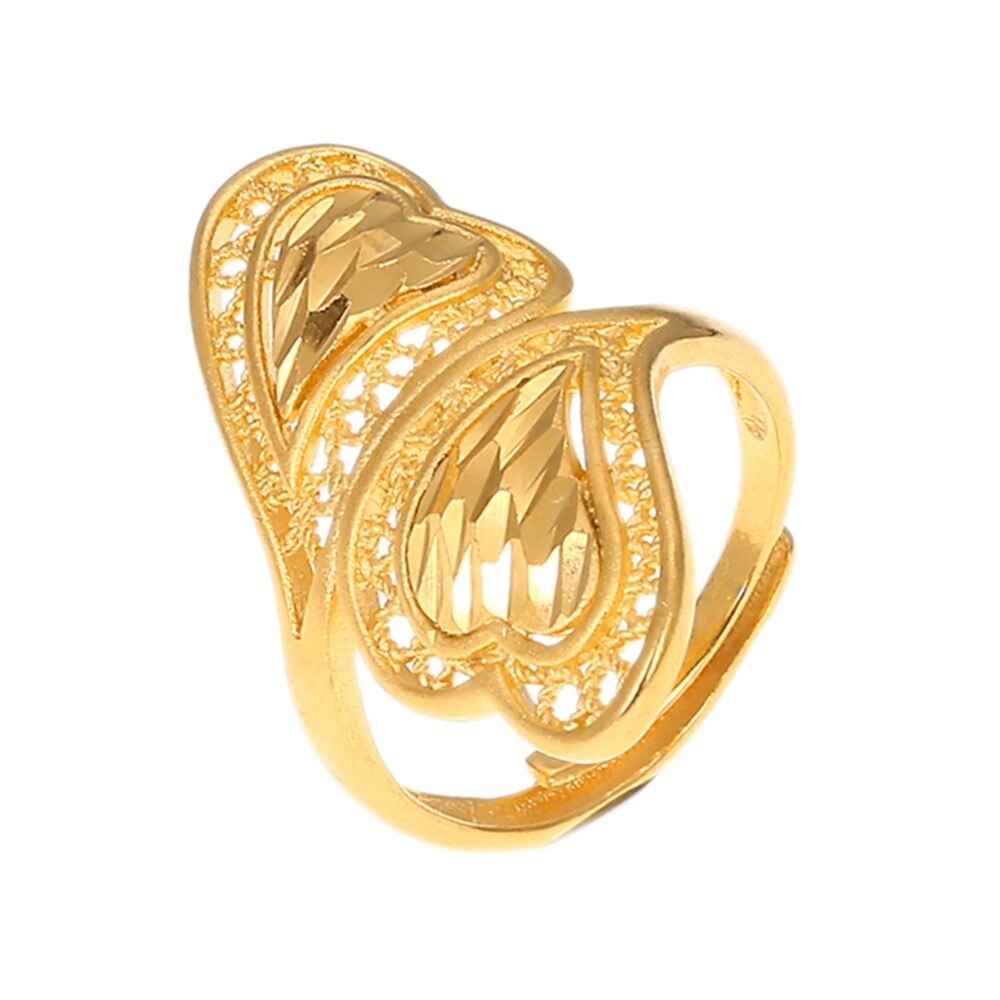 Chá da saúde Material de Bronze Tamanho Ajustável Anel de Casamento Cor de Ouro para As Mulheres Etíope Somali Kuwait Anéis Da Forma