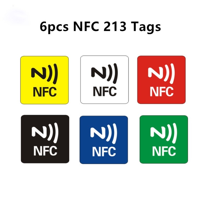 6Pcs NFC Tag Sticker 13.56MHz Waterproof PET Material NFC Stickers Smart Adhesive Anti Metal NFC 213 Tags For All NFC Phones