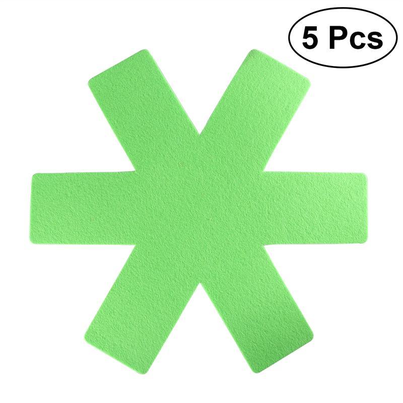 5pcs Pot & Pan Protectors Gray Print Premium Divider Pads to Prevent Scratching Separate and Protect Surfaces for Cookware: Green